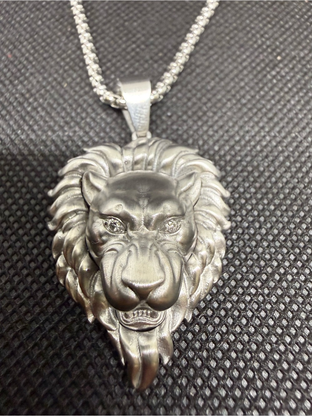 Zales Men's Stainless Lion Head Pendant With Real Diamond Eyes